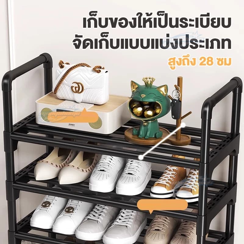 ชั้นวางรองเท้าเหล็กเคาร์บอน 2/3/4/5/6/7/8 ชั้น ปรับชั้นตามต้องการได้ รองรับน้ำหนักได้ดี รูปที่ 8