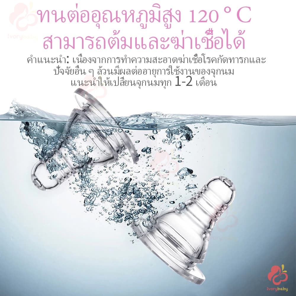 IVORYBABY จุกหลอกจุกนมคอกว้าง จุกนมคอแคบ หัวจุกนมไม่ดูดไม่ไหล จุกนมเด็ก จุกนมพีเจ้น +/S/M/L รูปที่ 9