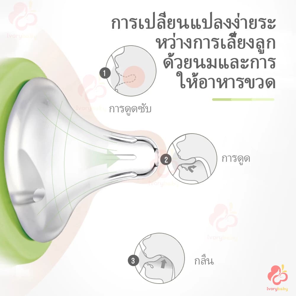 IVORYBABY จุกนม ไม่ดูดไม่ไหล จุกนมคอกว้าง จุกนมคอแคบ ขนาด S/M/L /+ รูปที่ 3