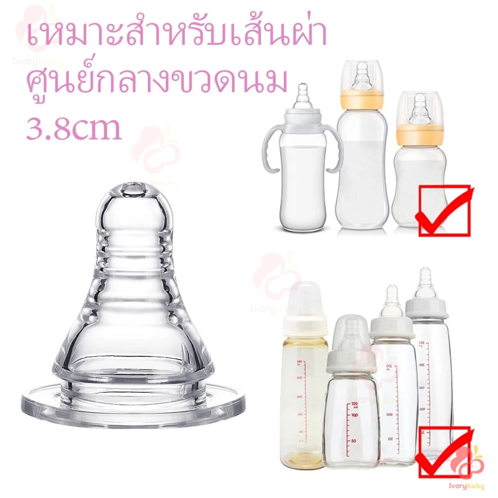 IVORYBABY จุกหลอกจุกนมคอกว้าง จุกนมคอแคบ หัวจุกนมไม่ดูดไม่ไหล จุกนมเด็ก จุกนมพีเจ้น +/S/M/L รูปที่ 3