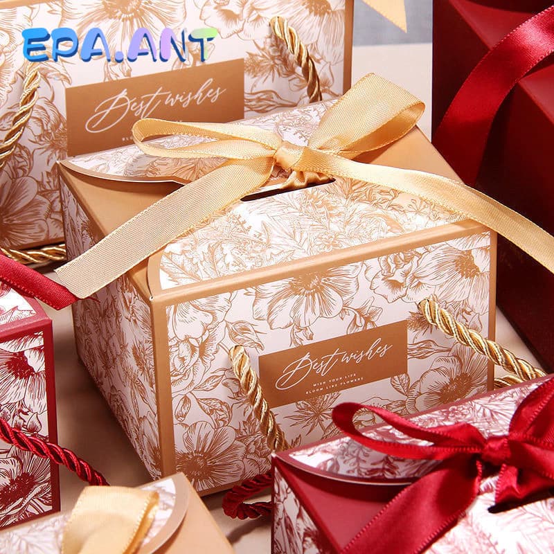 EPAกล่องขนมสไตล์วินเทจ มีหูหิ้ว+โบว์ รูปที่ 1