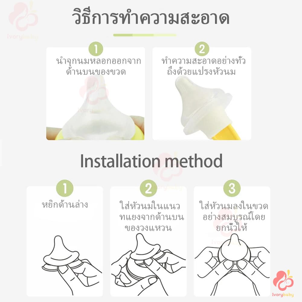 IVORYBABY จุกนม ไม่ดูดไม่ไหล จุกนมคอกว้าง จุกนมคอแคบ ขนาด S/M/L /+ รูปที่ 9