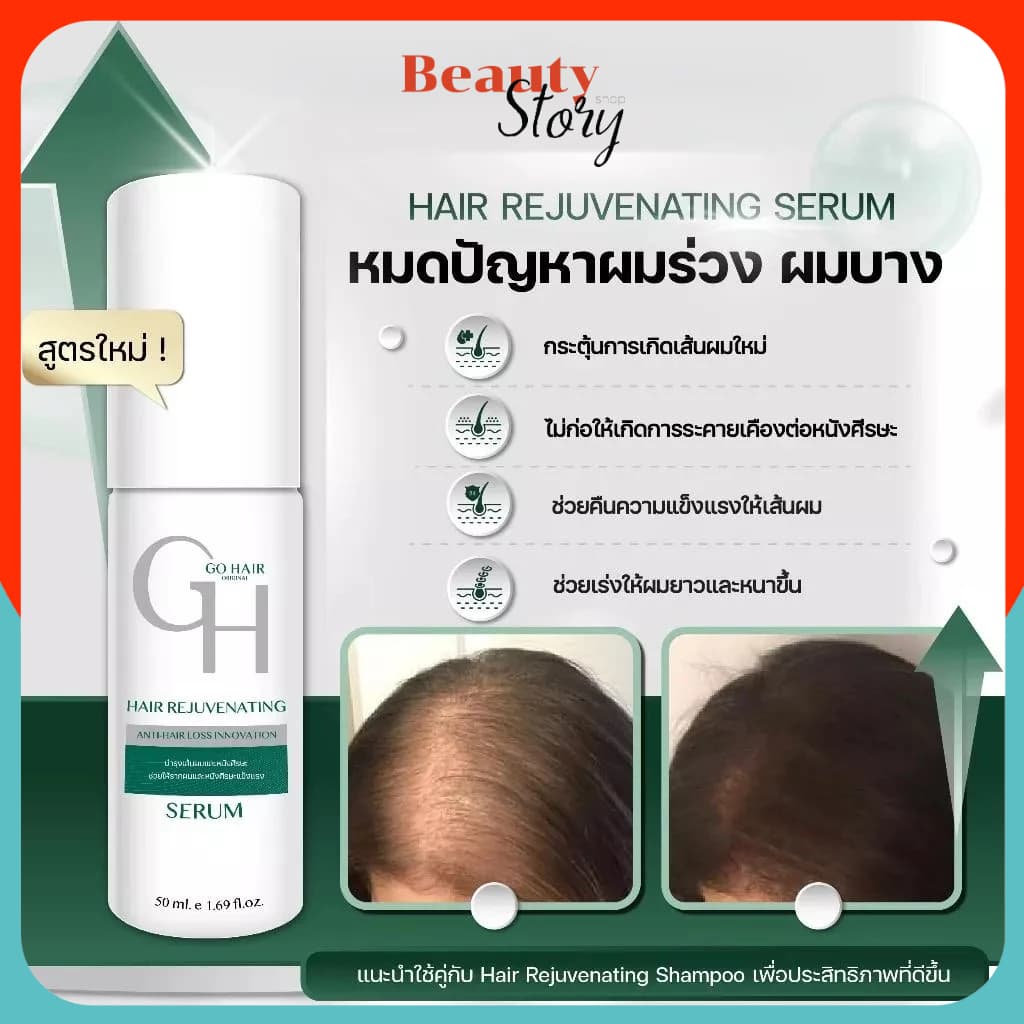 สูตรใหม่ Go Hair Rejuvenating 50ml ลดผมร่วง เร่งผมยาว โกแฮร์ นีโอ เซรั่ม บำรุงผม รูปที่ 3