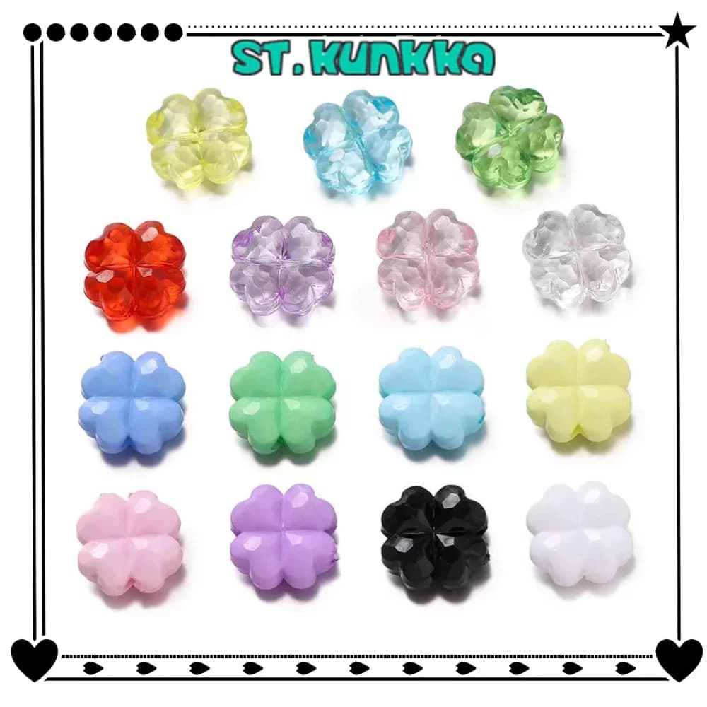 ST.KUNKKA ลูกปัดอะคริลิค10-20Pcs ต่อถุงจี้ลูกปัดแก้ว รูปใบโคลเวอร์สี่แฉก รูปที่ 1