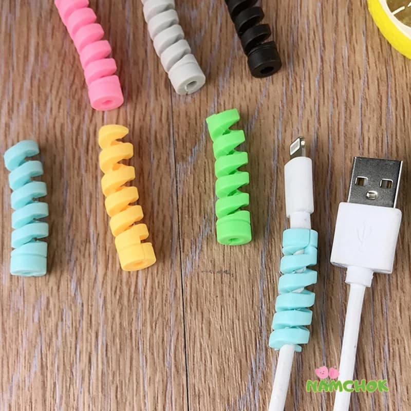 4PCS ชุดป้องกันสายไฟ ตัวป้องกันสายเคเบิล ฝาครอบป้องกันสายโทรศัพท์สายเคเบิลแขนป้องกัน USB Android iP สุ่ม รูปที่ 7