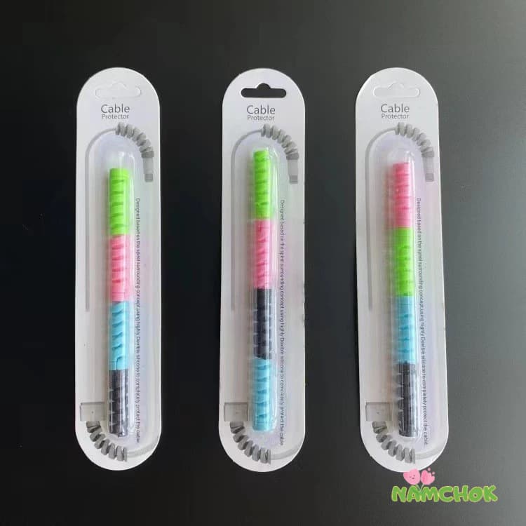 4PCS ชุดป้องกันสายไฟ ตัวป้องกันสายเคเบิล ฝาครอบป้องกันสายโทรศัพท์สายเคเบิลแขนป้องกัน USB Android iP สุ่ม รูปที่ 5
