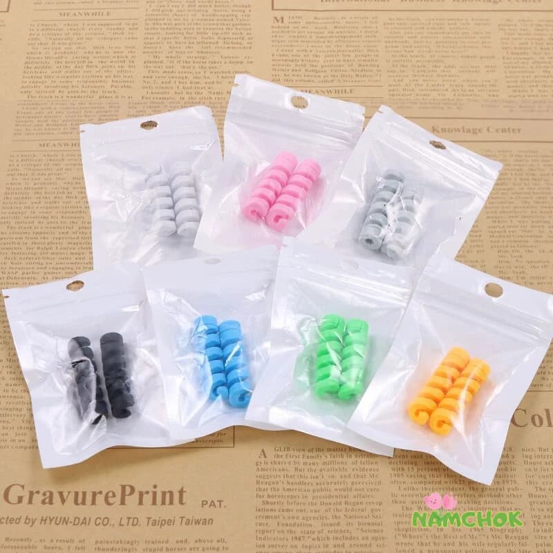 4PCS ชุดป้องกันสายไฟ ตัวป้องกันสายเคเบิล ฝาครอบป้องกันสายโทรศัพท์สายเคเบิลแขนป้องกัน USB Android iP สุ่ม รูปที่ 6