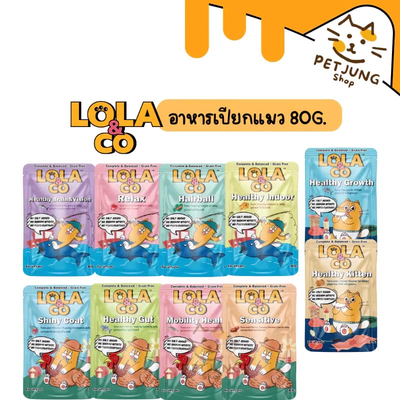 Lola&Co อาหารเปียกแมว สูตร Complete & Balanced เกรนฟรี ไม่เติมเกลือ ขนาด 80 กรัม รูปที่ 1