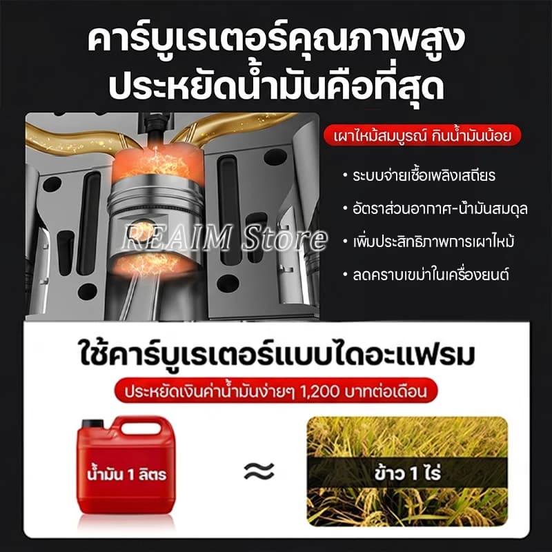 REAIM เครื่องตัดหญ้า 4 จังหวะ แบบสะพายหลัง แรงจริง ประหยัดน้ำมัน สะพายหลัง ทนทาน ประหยัดน้ำมัน สตาร์ทง่าย เหมาะทุกพื้นที รูปที่ 7