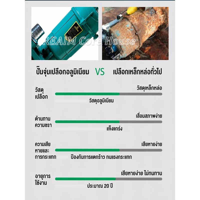 REAIM ปั๊มแช่ดูดโคลน 1/2 นิ้ว ปั๊มน้ำ 1500W มน้ำไดโว่ไฟฟ้า มอเตอร์ทองแดง สำหรับน้ำท่วม บ่อปลา ไร่นา รูปที่ 8