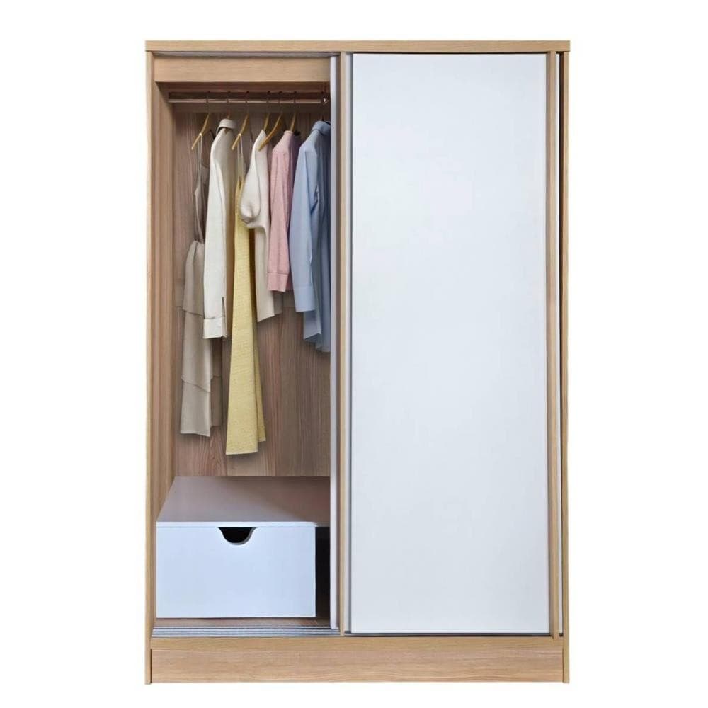 FURDINI ตู้เสื้อผ้าบานเลื่อน HERO 120 ซม. สี NATURAL OAK/ขาว จัดส่งโดย HomePro รูปที่ 4