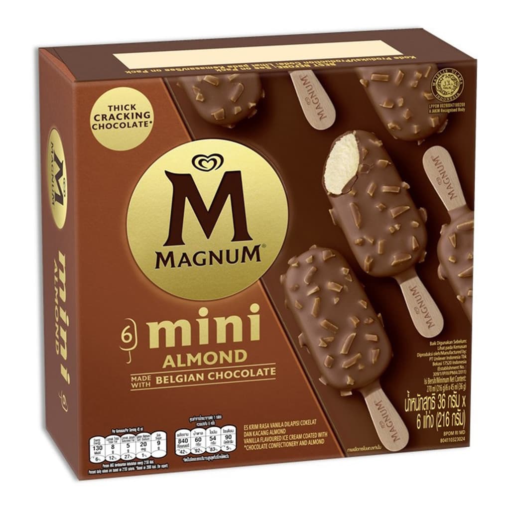 [8999999035631] Wall's Magnum Mini Almon วอลล์ แม็กนั่ม มินิ อัลมอนด์ (แพ็คสินค้าเก็บความเย็น)