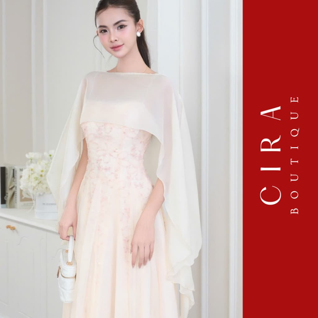 ผ้าคลุมผ้าคลุมไหล่ผ้าชีฟองเมทัลลิก Elegant Biceps Cira Boutique K0001 รูปที่ 1
