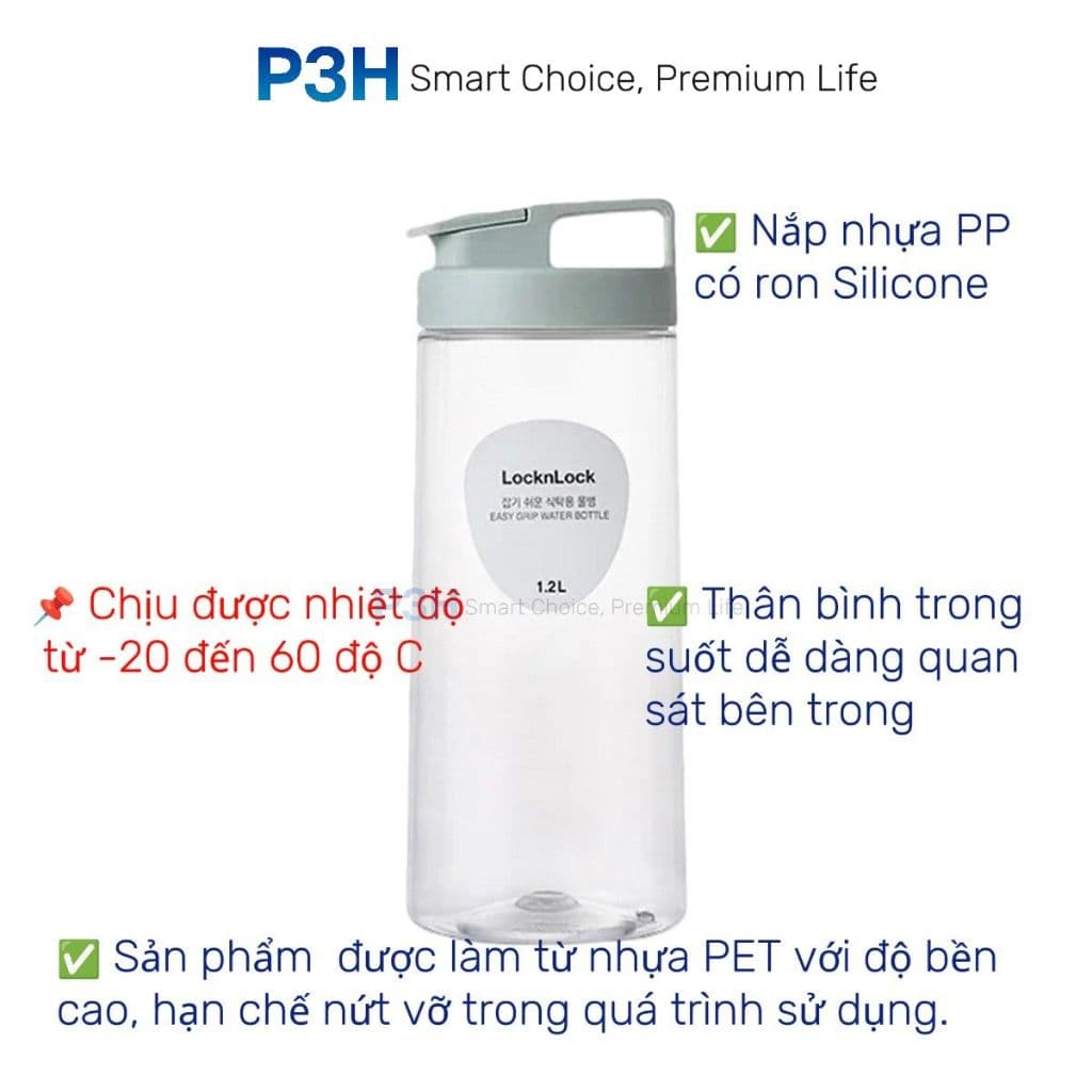 Lock&Lock ขวดน้ําความจุ 1L ถึง 2.6L BPA Free HAP739 HAP814 HAP731 P-00077 P3H Store รูปที่ 9